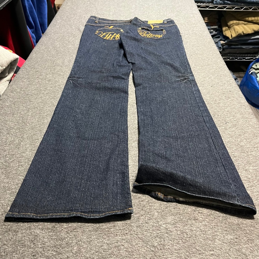 Apple Bottoms Vintage Y2K Dark Wash Flared Jeans Embroidered Pockets 9/10 C63702